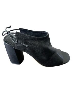 Splendid Heels Women's 10 Lynn Leather Ankle Sandals Black Peep Toe